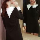 Lace-collar Mini Shift Dress