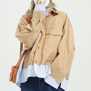 Mock Two-piece Striped Panel Jacket