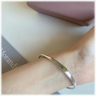 Smiley Face Open Bangle 3056 - Smiley Face - One Size