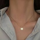Smiley Square Pendant Necklace Gold - One Size