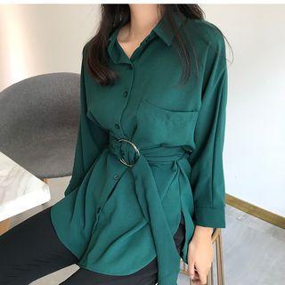 Plain Tie Waist Shirt