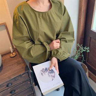 Cotton Plain Peasant Blouse
