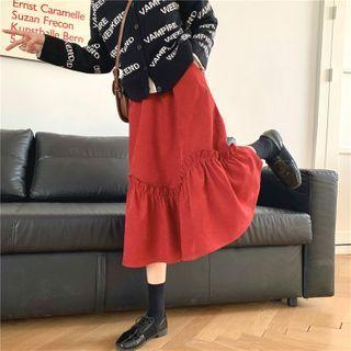 Frilled A-line Midi Skirt