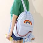 Set: Rainbow Print Nylon Backpack + Pouch