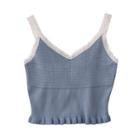 Lace Trim Knit Cropped Camisole Top