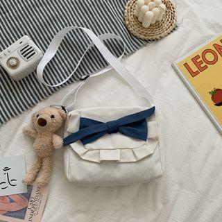 Contrast Bow Canvas Crossbody Bag