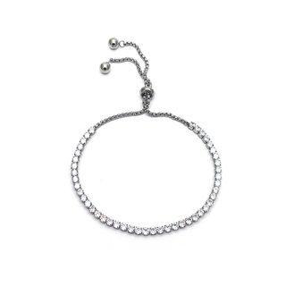 Rhinestone Stainless Steel Bracelet 1pc - Silver - One Size