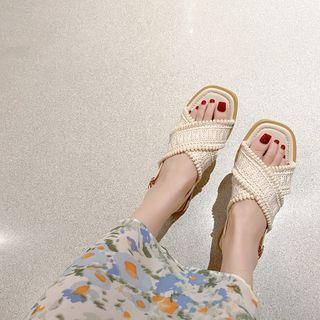 Lace Cross Strap Flat Sandals