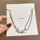 Rhinestone Pendant Alloy Choker 1 Pc - X740 - Silver - One Size