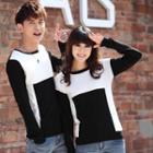 Long-sleeve Contrast-color Couple Matching T-shirt