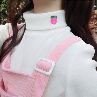 Mock-neck Fruit Embroidered Fleece Top (various Design)