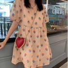 Puff-sleeve Dotted A-line Dress As Shown In Figure - One Size