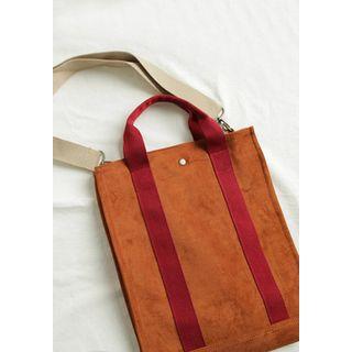 Contrast-trim Faux-suede Shopper Bag