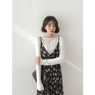 Textured Floral Long Pinafore Dress