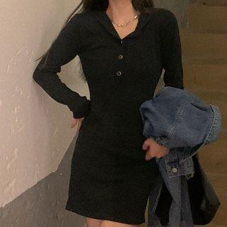 Long-sleeve Hooded Knit Mini Bodycon Dress