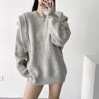 Long Sleeve Ruffled Oversized Sweater