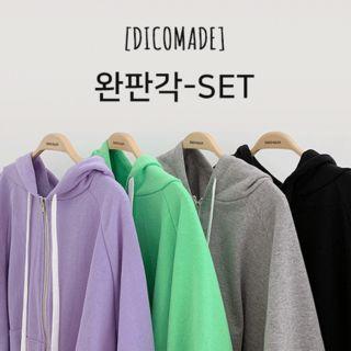 Set: Puff-sleeve Hoodie + Band-waist Cuff-hem Shorts