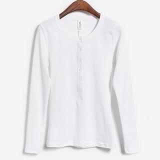 Long-sleeve Buttoned T-shirt