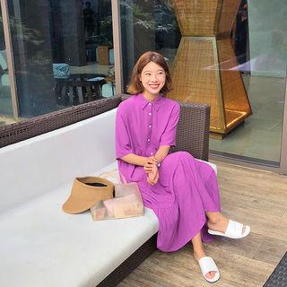 Tiered Maxi Polo Shirtdress