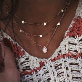 Star & Heart Layered Necklace As Shown In Figure - One Size
