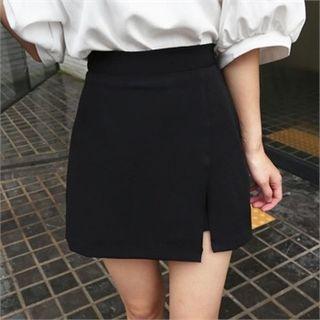 Band-waist Slit-front Skort