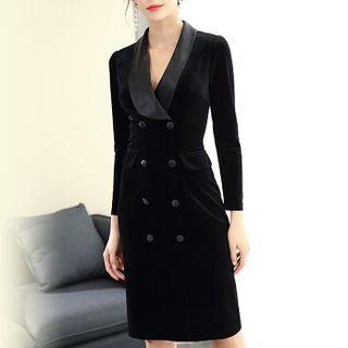 Double-breasted Velvet Blazer Dress