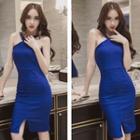 Slit-front Sheath Dress