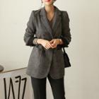 Belted Double-breasted Houndstooth Jacket