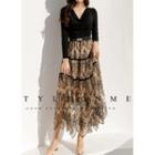 Two-tone Lace Maxi Tiered Skirt