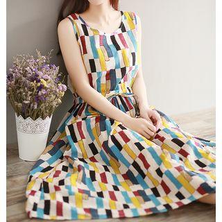 Sleeveless Patterned Maxi A-line Dress
