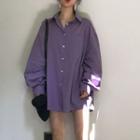 Long Sleeve Plain Shirt Purple - One Size