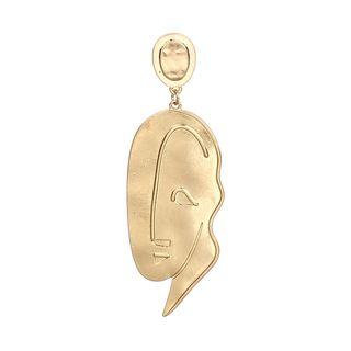 Metal Face Earring Gold - One Size