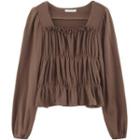 Square-neck Shirred Cropped Sweatshirt