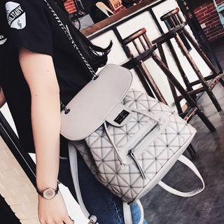Faux-leather Stitched Metal Chain Backpack