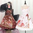 Printed Sleeveless A-line Dress / Flower Hair Clip