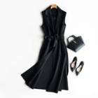 Tie-waist Long Open-front Vest