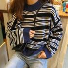 Striped Turtleneck Sweater Stripe - Blue - One Size