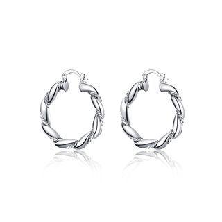 Simple Twisted Geometric Round Earrings Silver - One Size