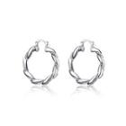 Simple Twisted Geometric Round Earrings Silver - One Size