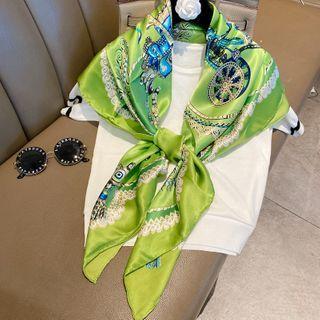 Print Light Scarf Horse Rider - Green - 110cm