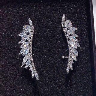 Rhinestone Wings Cuff Earring 1 Pair - As Shown In Figure - One Size