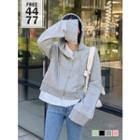 Extra Long-sleeve Slit-cuff Zip-up Hoodie