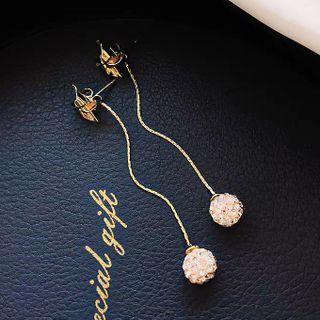 Bead Alloy Dangle Earring Bm0411 - 1 Pair - Gold - One Size