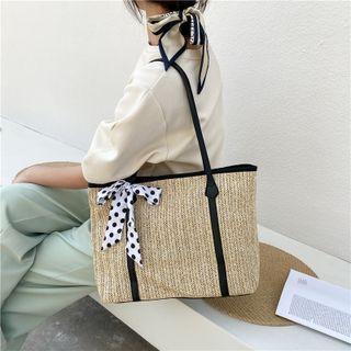 Woven Bow Shoulder Bag