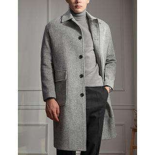 Wool Blend Houndstooth Mac Coat