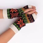 Print Knit Fingerless Gloves