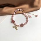 Mermaid Tail Rhinestone Faux Pearl Bracelet White - One Size