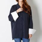 Drop-shoulder Contrast-cuff Shirt