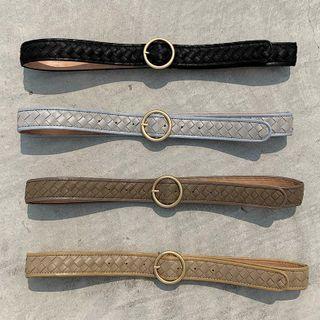 O-buckle Woven Pleather Belt