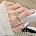 Flying Heart Alloy Open Ring White - One Size